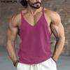 INCERUN Hauts à bretelles pour hommes Décontracté Col en V Sans manches Débardeurs Camisole unis