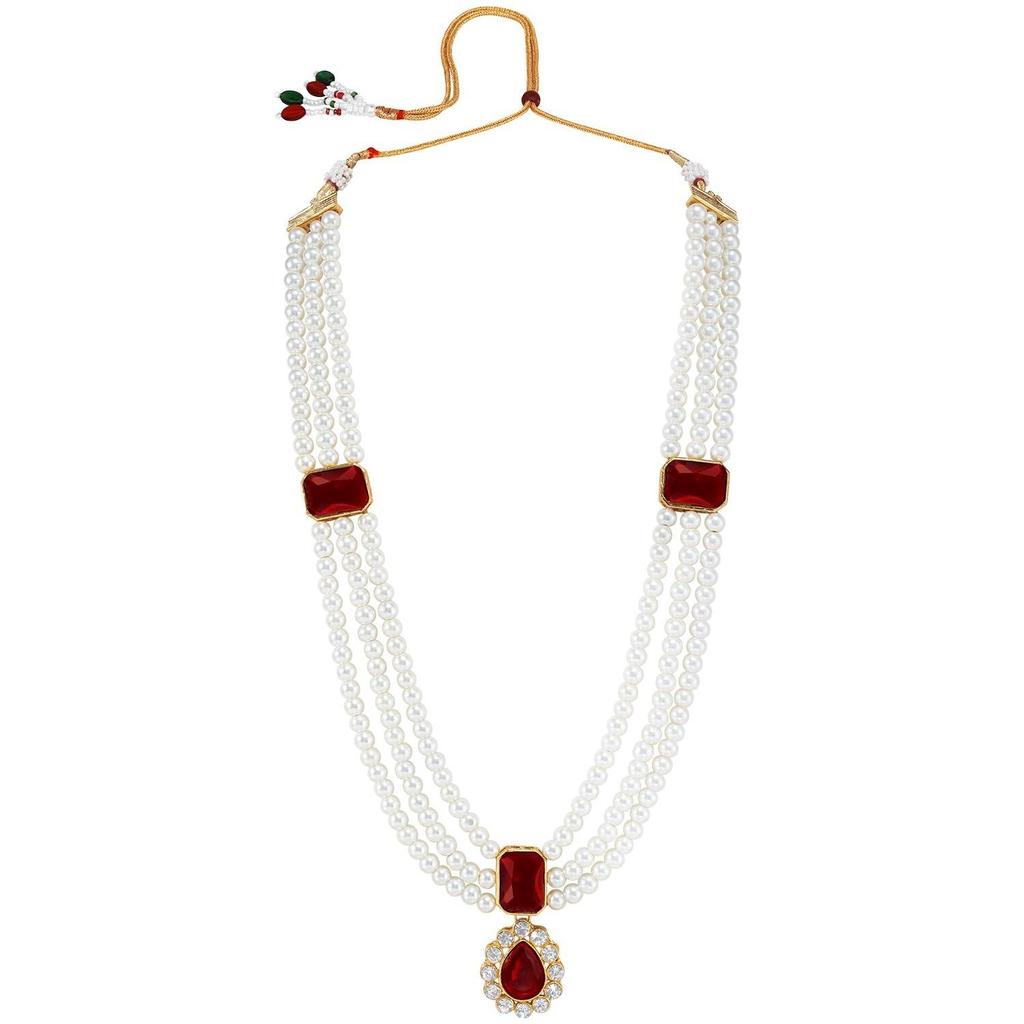 Crystal Faux Pearl Kundan Necklace & Jewellery Set Gift for Women