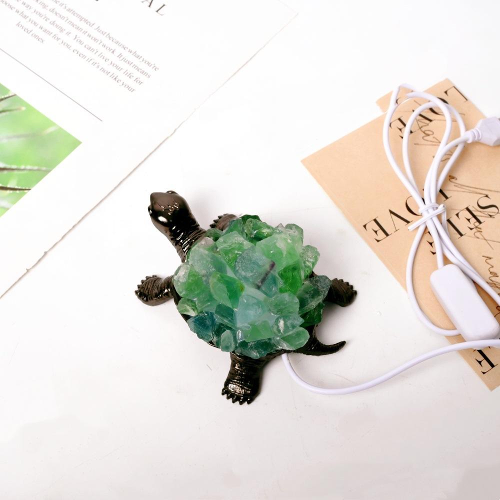 Versatile Natural Crystal Turtle Night Light USB-Powered Aromatherapy Atmosphere Lamp Home Bedroom Decoration Unique Gift Idea