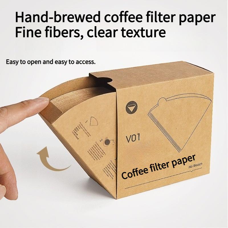 1PACK Hand Drip Coffee Filter Paper Cone Log Pulp V-Funnel Americano Coffee Machine Drip Filter Paper 1-2/2-4 Servings
