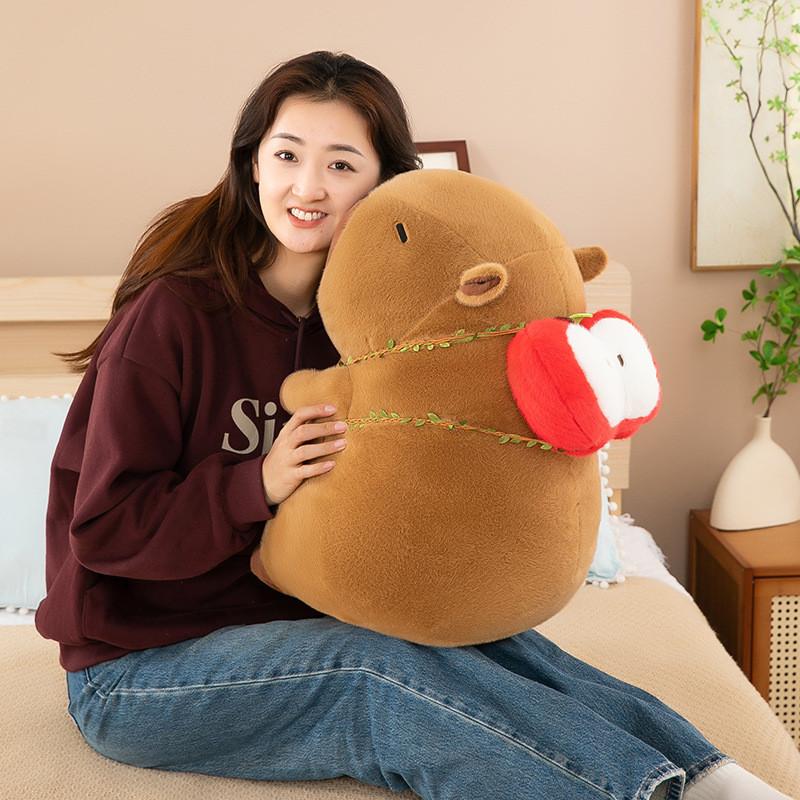 Adorable Capybara Plush Backpack Toy Featuring Colorful Avocado Dragon Fruit And Apple Designs