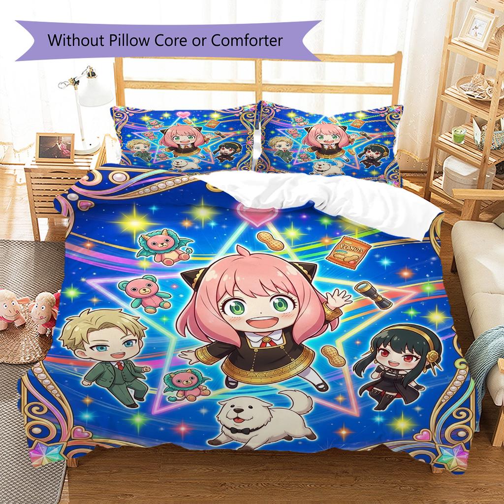 Anya Forger Pattern Bedding Quilt Set Quilt Cover Pillowcase Home Decoration Birthday Gift (1 * duvet cover + 2 * pillowcase, without core)