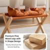 Solid Wood Velvet Footstool Soft Velvet Sofa Ottoman Multifunctional Soft Footrest  Household