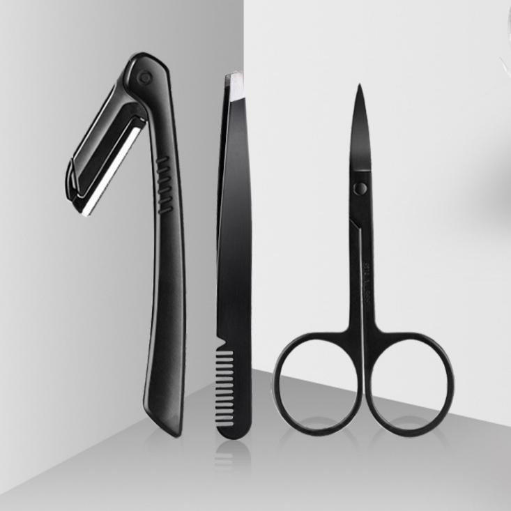 3Pcs/set Stainless steel eyebrow trimmers eyebrow knife beauty tool eyebrow clipper with eyebrow comb makeup tool