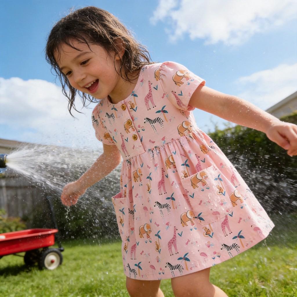 Summer Girl Dress With Soft Cotton Fabric And Floral Pattern For Toddler Girls