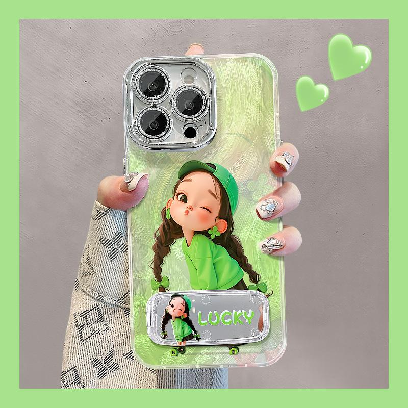 

Подставка-зеркало для девочки подходит для чехлов для телефонов Apple 13promax, Huawei Mate60, Feather Screen 15 и милого мультяшного 14 Redmi K40/K40 Pro