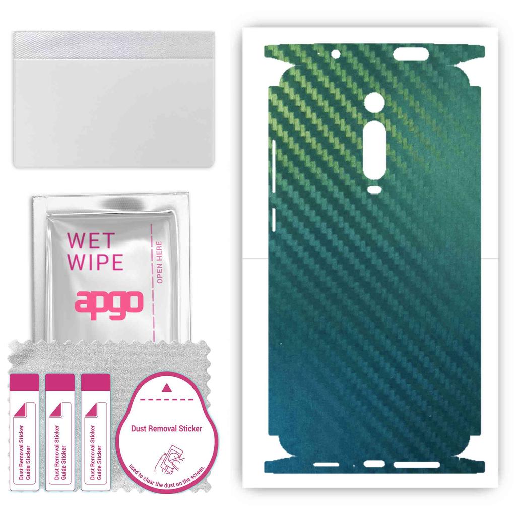 apgo Protective Skin Sticker for the back+sides compatible with Xiaomi Mi 9T, Full Wrap Film, Foil, Vinyl - Pattern Carbon Chameleon CAKA1