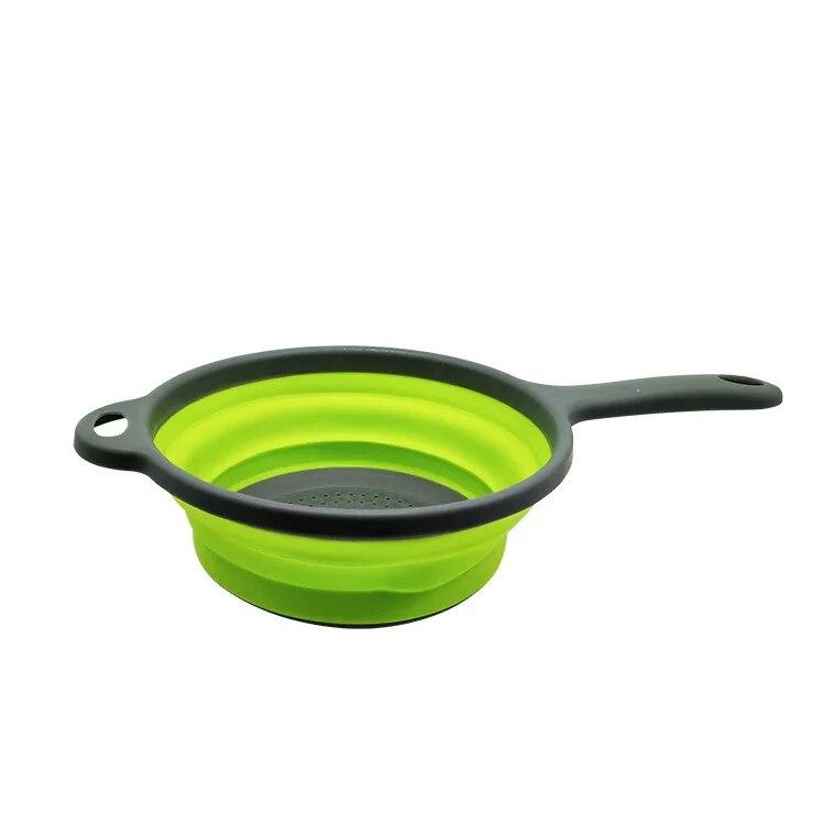 

Складная сливная корзина с ручкой, миска для хранения, круглый дуршлаг для чистки овощей L зелёный