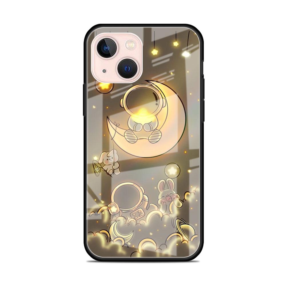 Glass Case For Apple iPhone 14 13 11 12 Pro 7 XR X XS Max 8 6 6s Plus SE 2022 13Pro Tempered Phone Tampa Astronaut Light