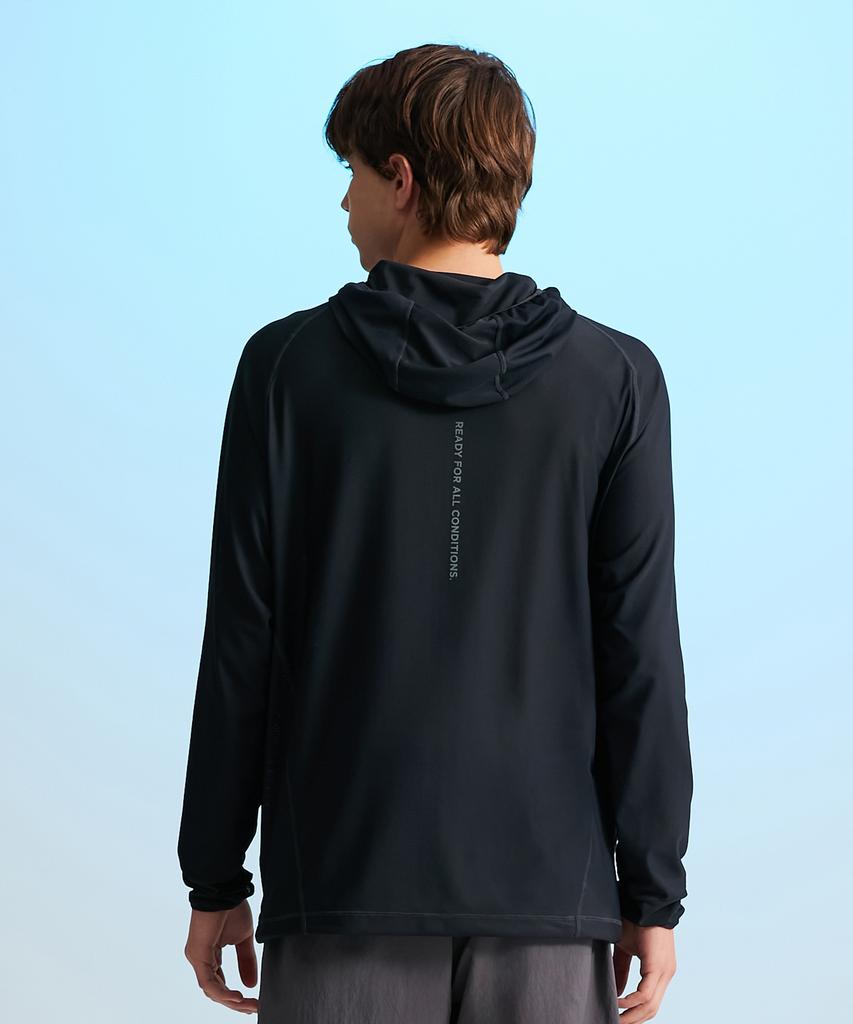 Leijibi Tech Flow Hydro Performance Loose Fit Hooded Zip-Up Rash Guard M Black