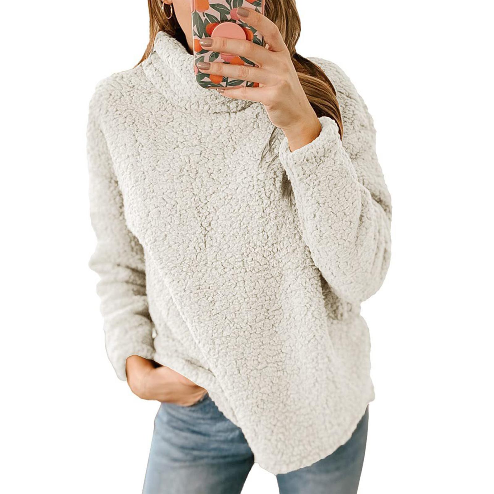 

Девичья однотонная плюшевая толстовка с высоким воротом, женский повседневный модный топ XXL бежевый