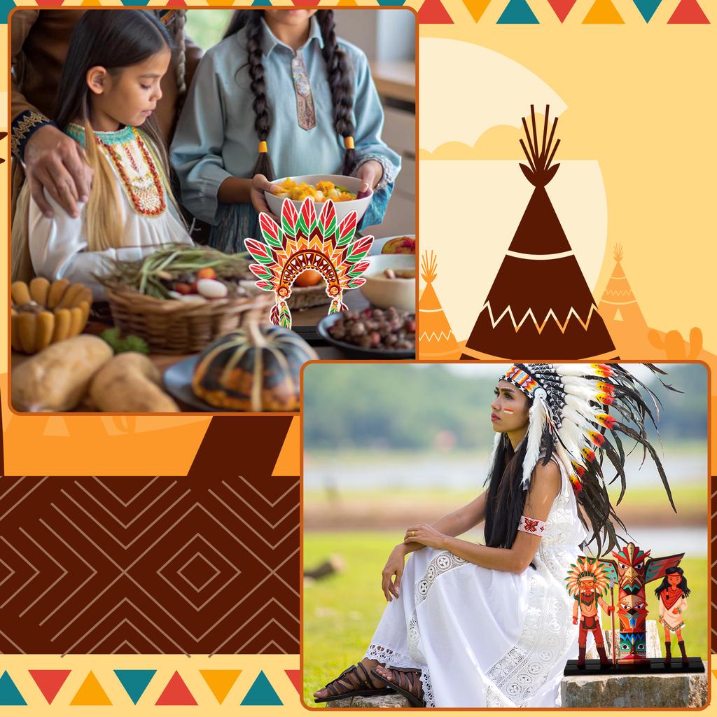 4 Pcs Native American Heritage Month Decorations Table Centerpiece Wooden Sign Table Topper National American Indian History And