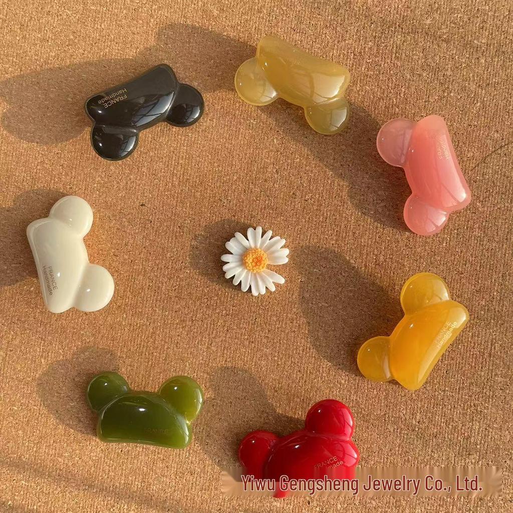 Gold Label Acetate Bear Hair Clip - Cute Bangs & Forehead Clip for Women