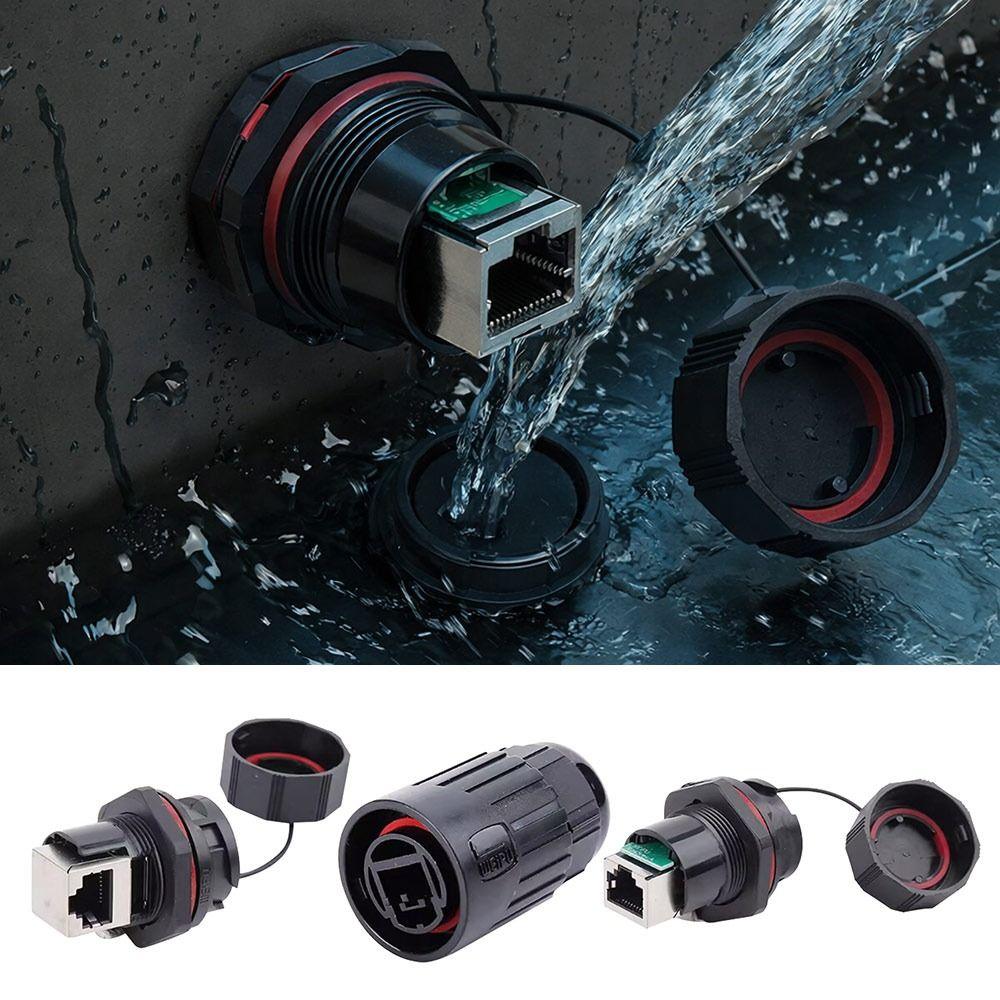 IP67 Waterproof RJ45 Connector Shielded CAT6 Network Adapter Dual Head Dust Cap Ethernet LAN Cable Coupler LAN Cable Connection