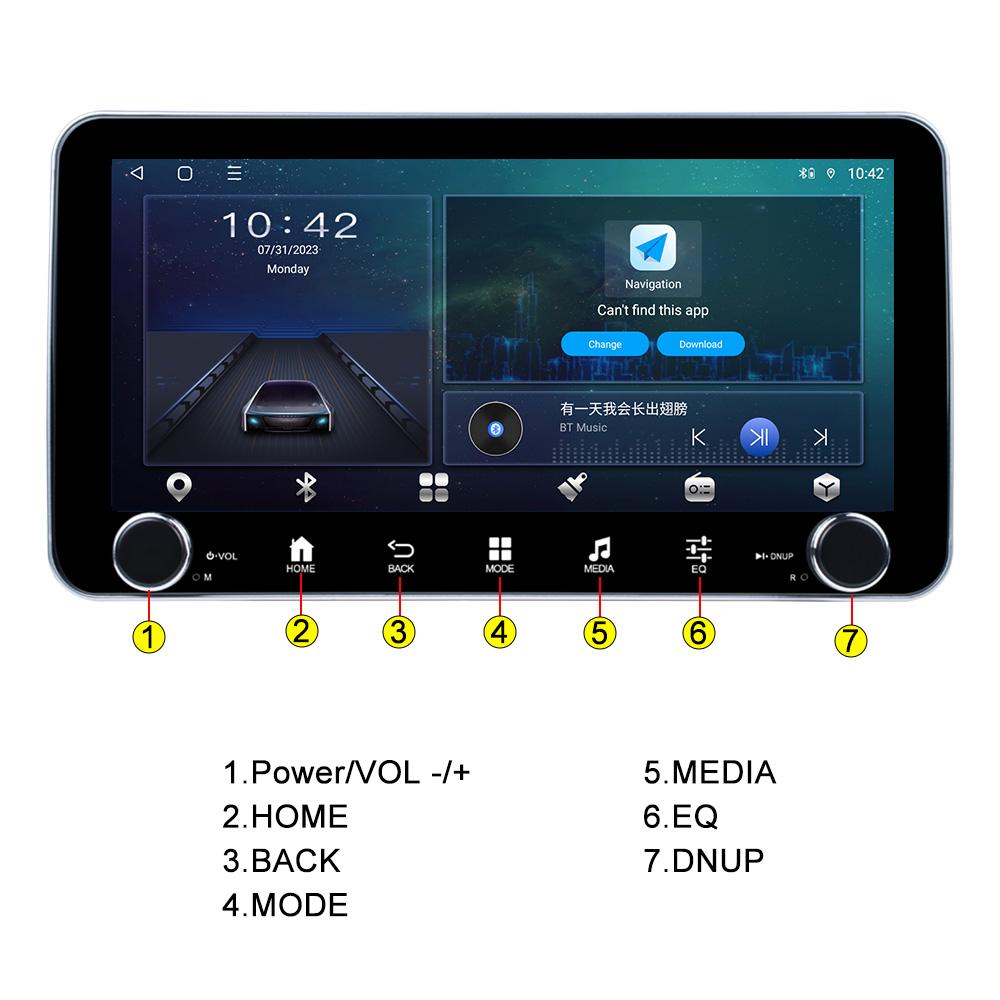 1 DIN 10,33'' Autorádio Android 12 Bezdrátové Carplay Auto GPS Navigace WIFI Univerzální Multimediální Přehrávač 4G 8JÁDRO