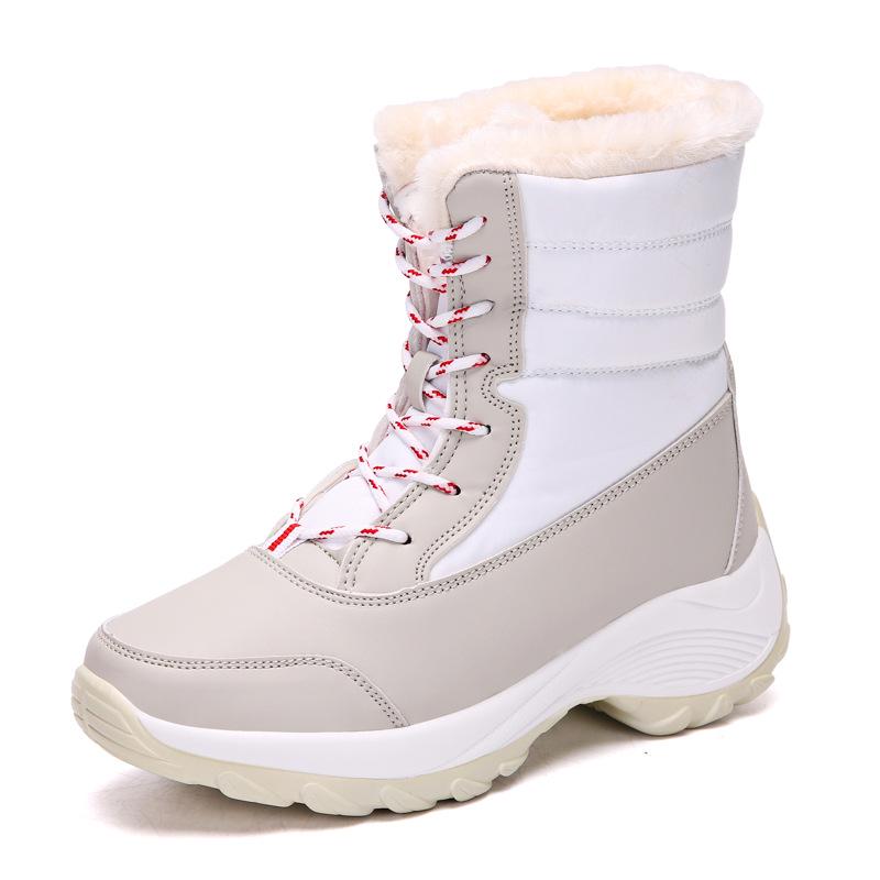 Winter Velvet Snow Boots Women's Medium Tube Martin Boots Outdoor Waterproof and Non-slip Medium Tube High-top Cotton Shoes