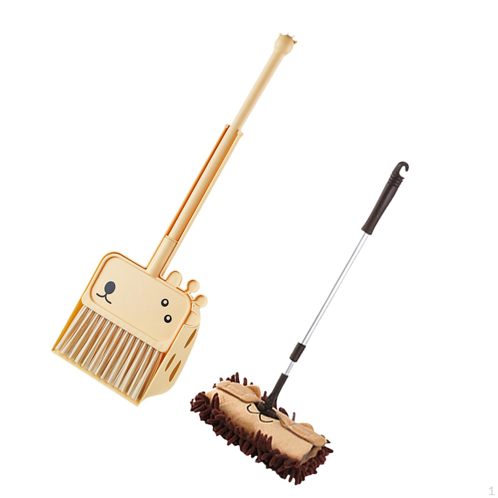 

Набор из 3 мини-веников и совок для мусора для детей, инструменты для уборки и ролевых игр в мультяшном стиле коричневый