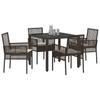 Garden Dining Set 5 pcs Brown Poly Rattan