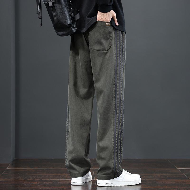 American overalls teen spring wide-leg pants loose straight pants trendy brand men's casual long pants autumn
