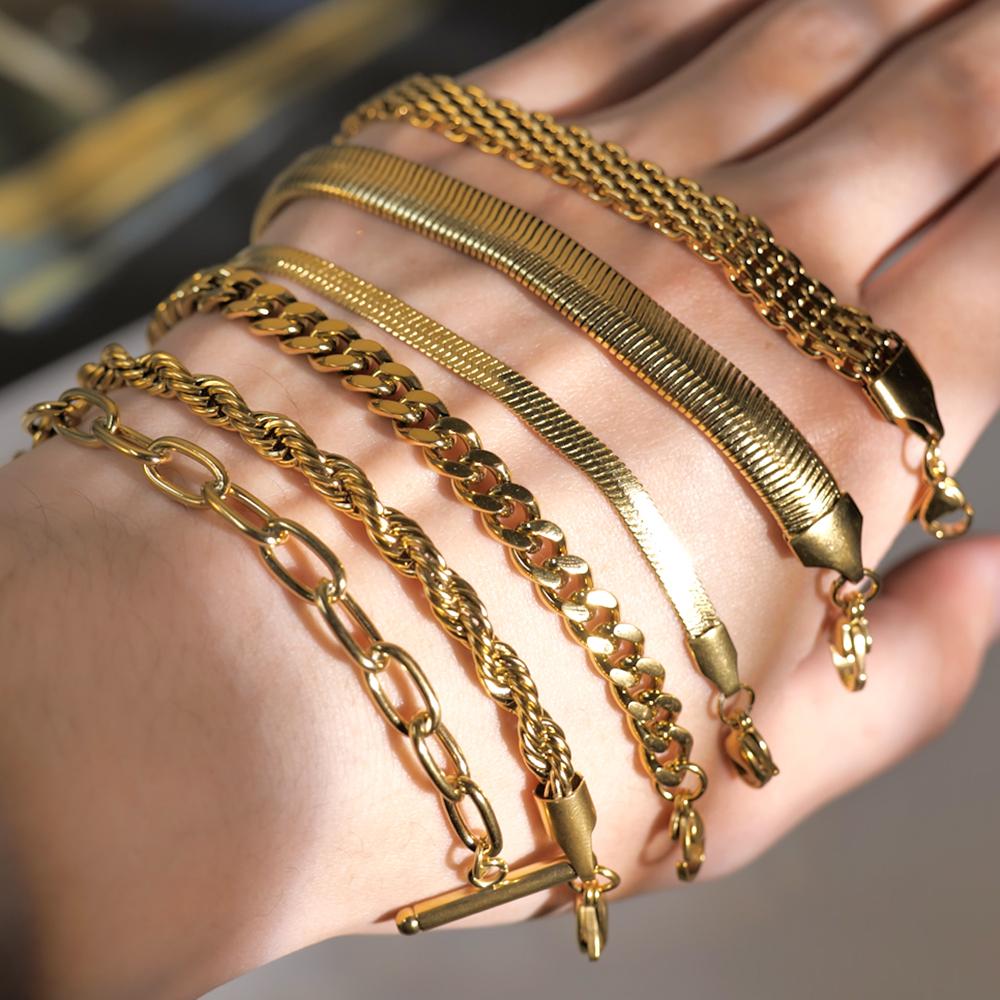 Yori Classic Double Layer Exquisite Chain Stainless Steel Bracelet Men Women Charm Summer Beach Trendy Chic Jewelry