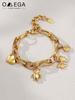 Stainless Steel Chain Bracelet For Women 18k Gold Plated Waterproof Non Tarnish Women's Heart Bear Flower Bow Charms Bracelets