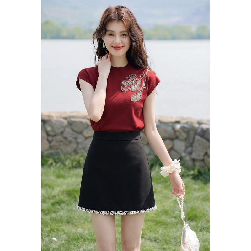 Mokana Women's National Style Stand Collar Short Sleeve T-Shirt