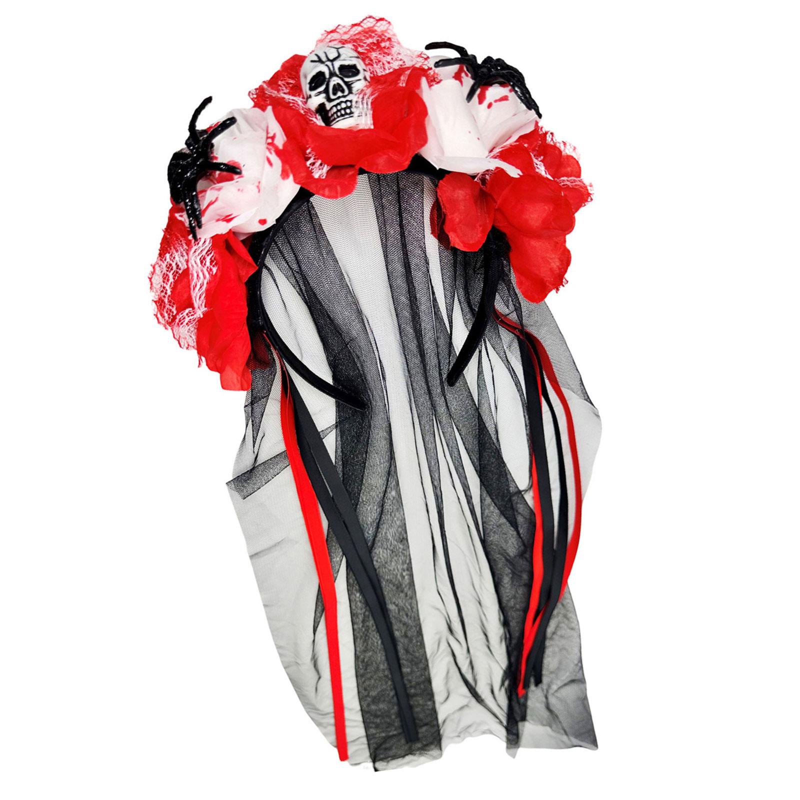 

Reusable Halloween Hair Accessory Arachnid Wraith Floral Hairband Headgear For Cosplay Parties Dance Performances красный/белый