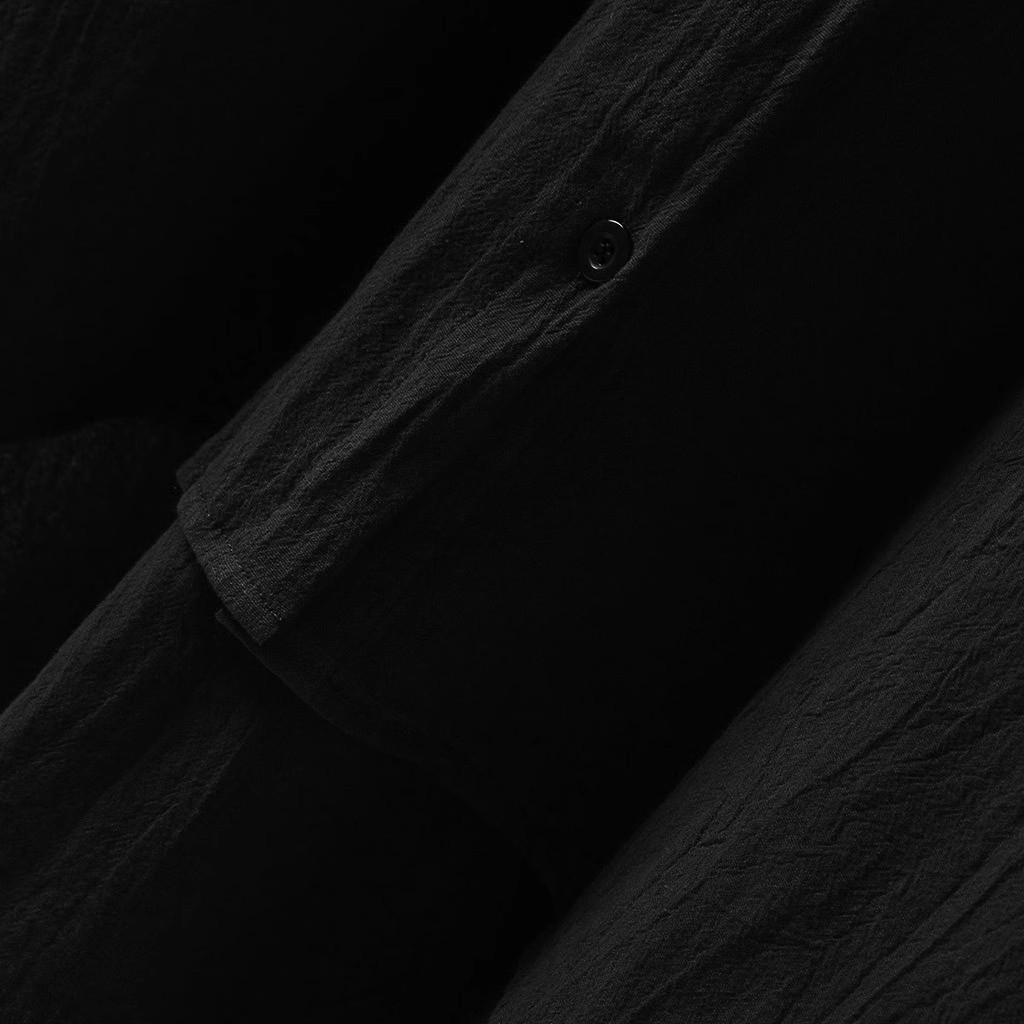 2025 Damen Freizeit Baumwolle Leinen Strickjacke - Einfarbig, Langarm, Doppelpattentaschen Hemd