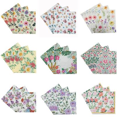 20pcs/pack 33x33cm Table Disposable Napkin Paper Elegant Tissue Flower Birthday Wedding Party Decoration
