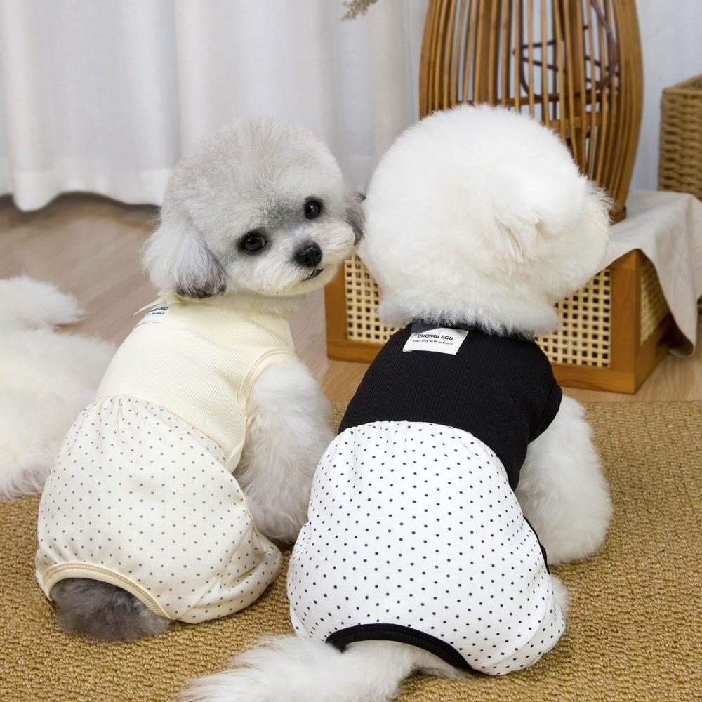 Dog Home Clothes Breathable Dog Jumpsuit Polka Dot Thin Comfortable Four Legged Pet Clothing Cute Dog Overalls Daily Walk