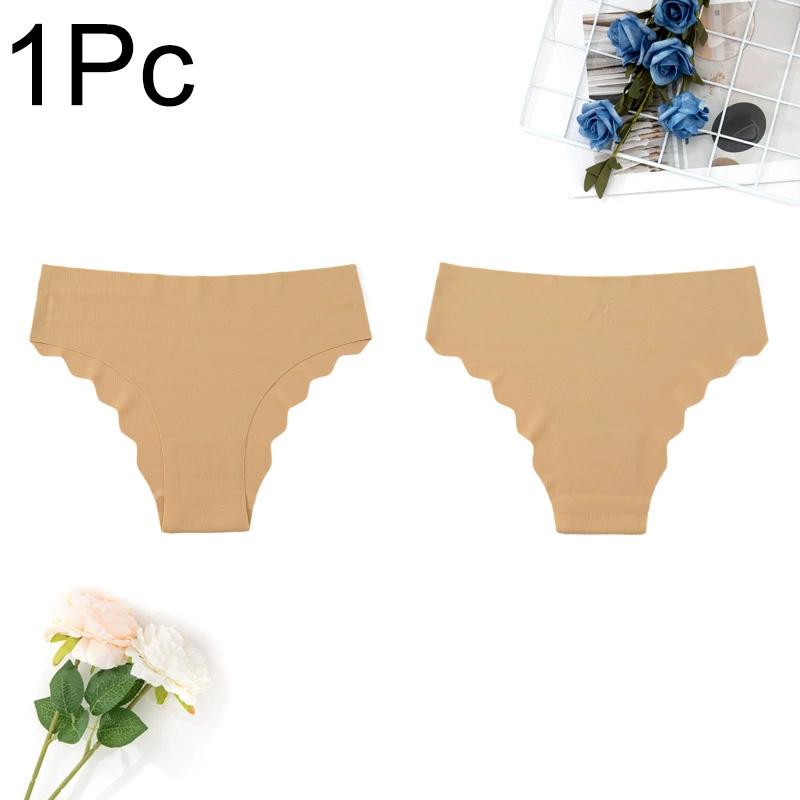 

1 шт. Женские трусики Модные трусики G-стринги из ледяного шелка Сатиновые бесшовные стринги Волнистый край Сексуальное нижнее белье M