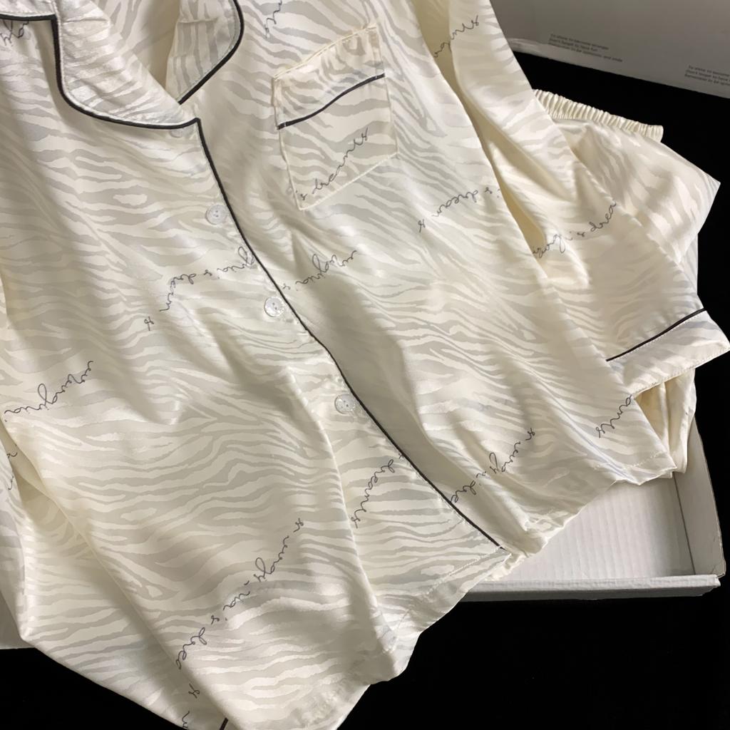 Francuska Elegancka Piżama Damska Żakardowa w Paski Tygrysa Modny Trend Szykowna Przystojna Koszula Nocna Nowa Jesień Casualowa Wygodna Y2k