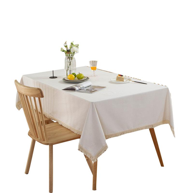 Xiyin Tablecloth Thickened Modern Simple Solid Color, White Fringe, Coffee Table Tablecloth, Dining Table Cloth Factory