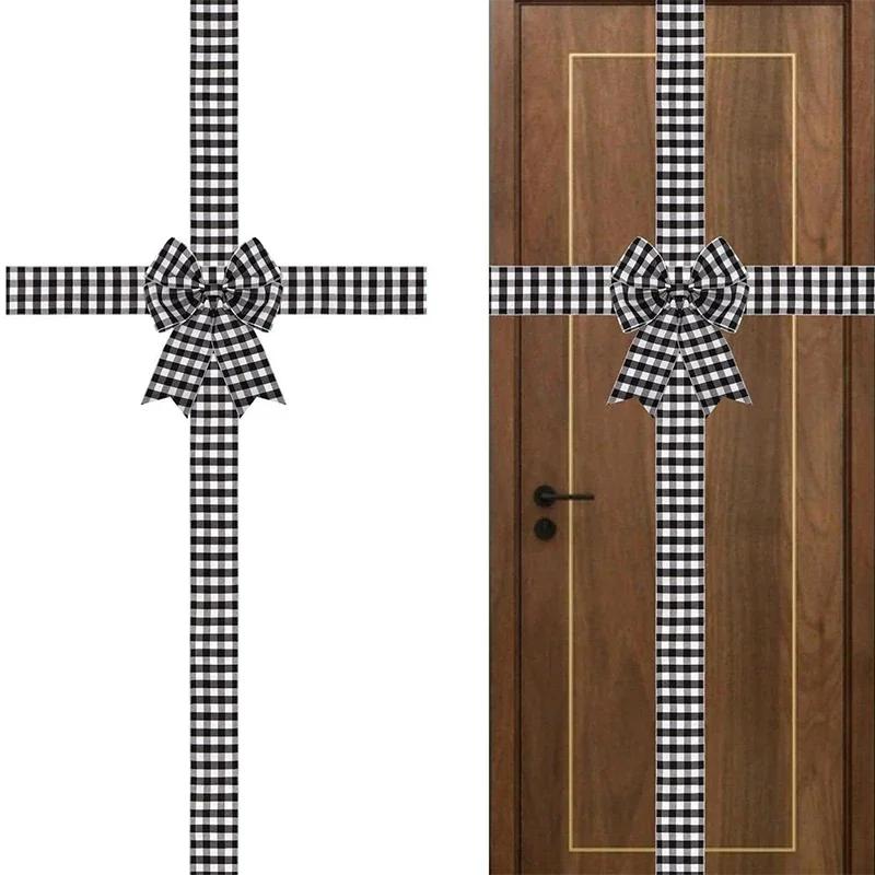 New Year Christmas Party Front Door Decor Christmas Front Door Decor Bow Ribbon Cabinet Decor Bowknot Xmas Ready Made Bow Home