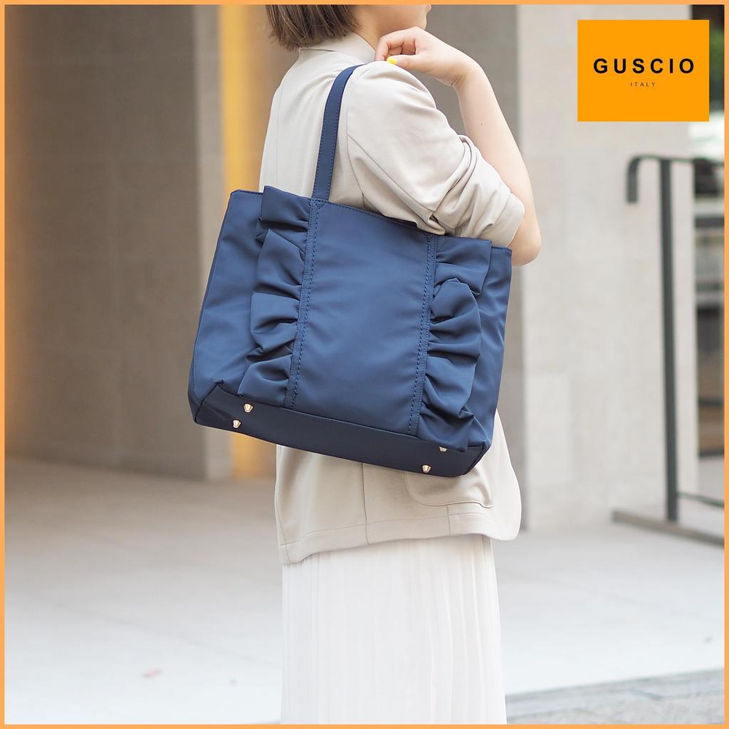 Guccio Italien Nylon Rüschen Tragetasche A4 PC Stilvolle Wasserabweisende Tasche, Größe, Kompatibel, Damenmode, 12-1159 (Marine)