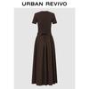 UR2026 Women's Shirred A-Line Short-Sleeve Dress