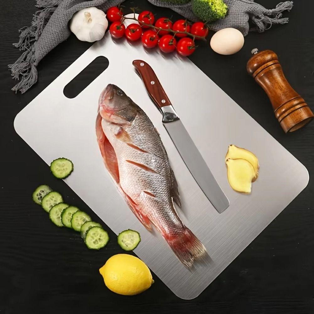 Stainless Steel Double Sides Cutting Board Easy To Clean Chopping Board Vegetable Cutting