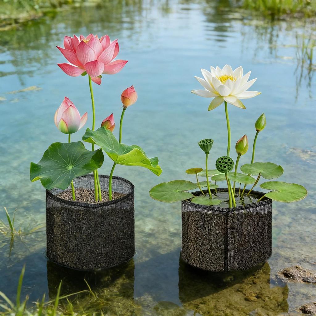 Pond Plant Baskets 4 Pieces PVC Breathable Reusable Heavy Duty Aquatic Pond Planting Pot for Indoor Outdoor Terrace Garden