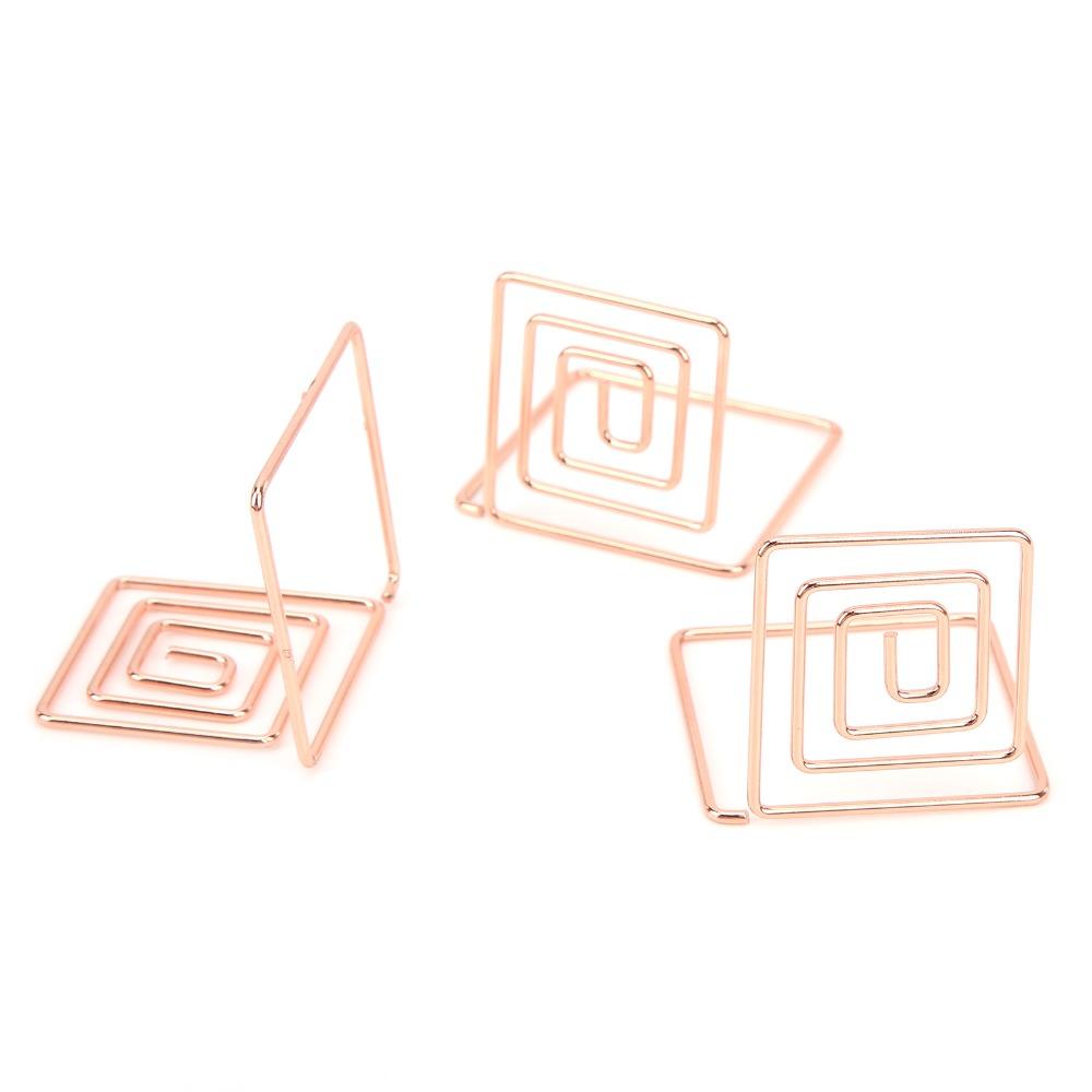 10Pcs Square Table Number Holders Silver/ Rose Gold/ Gold Business Card Organizer Desktop Display