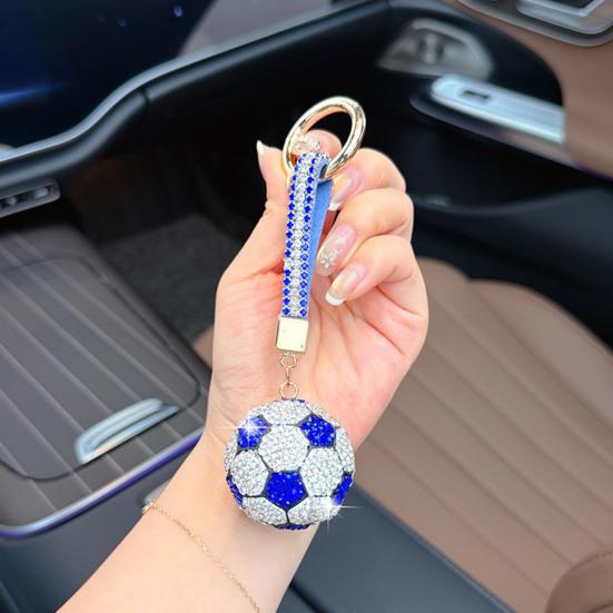 Rhinestone Football Keychain Pendant Sparking Soccer Car Key Ring
