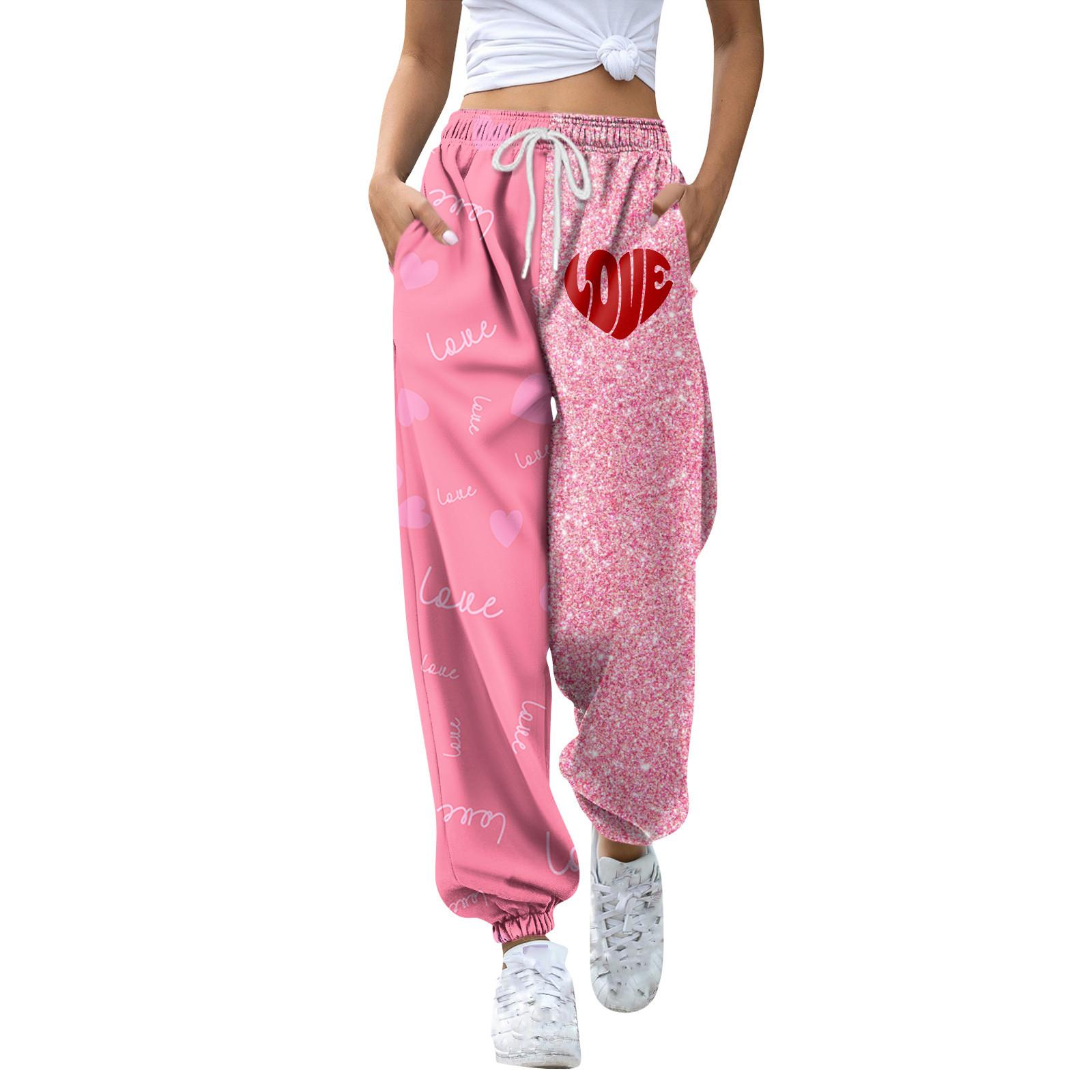 

Женские модные свободные однотонные повседневные спортивные брюки на День святого Валентина с завязками на талии L