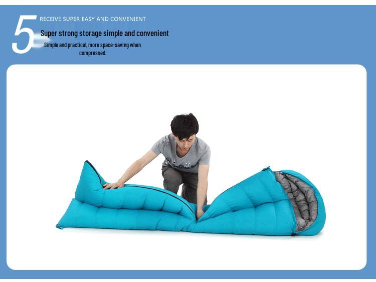 Thickened Winter Down Sleeping Bag - Cold-Proof, Envelope Style for Outdoor Camping & Travel