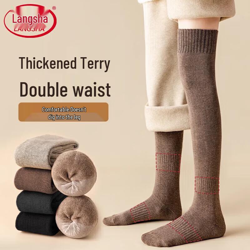Langsha Women s Thermal Fleece Over-the-Knee Socks One Size (3 Pairs Pack)