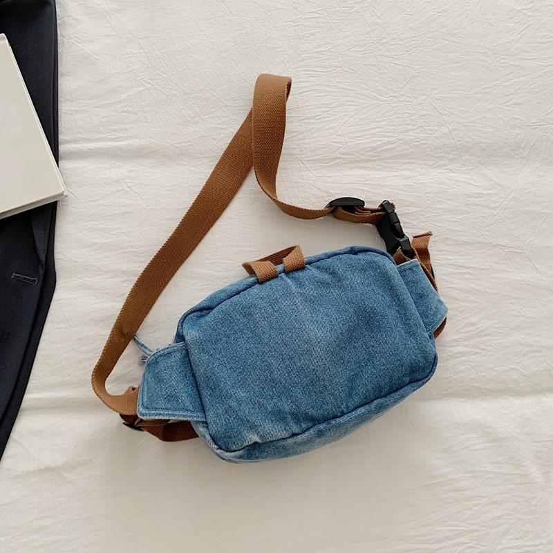 Geantă Crossbody Geantă pentru Telefon Mobil pentru Femei Geantă de Umăr din Denim cu Buzunar Dublu