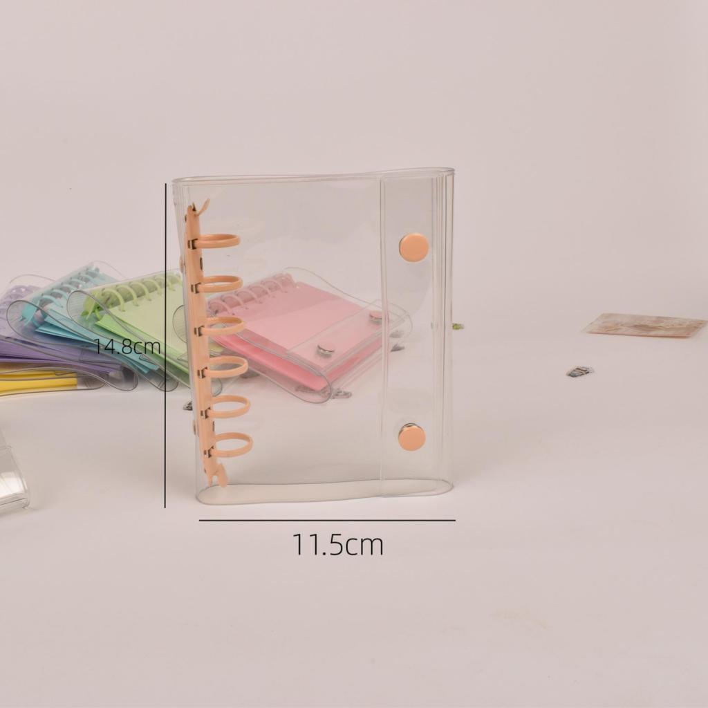 A7 Transparent Double-Ring PVC Ledger with Colored Shell Casing