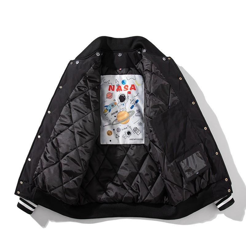 Mens Oversized Cotton Bomber Jacket Warm Thickened Streetwear Casual Outerwear Winter