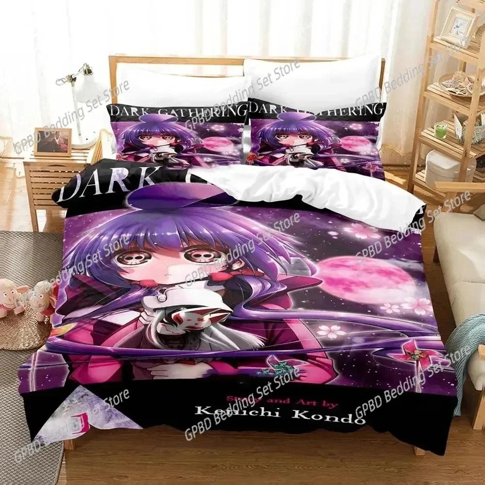 Anime Dark Gathering Bedding Set 3D Printed Suitable For Bedroom Duvet Cover Set With Pillowcases Kids Home Textile