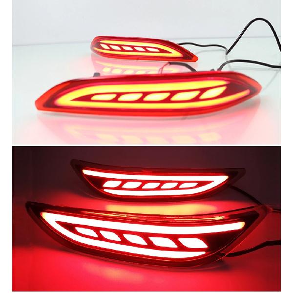 2Pcs LED rear bumper lights brake tail light reflector light rear lamp Brake warning Lamp For Honda City 2014 2015 2016