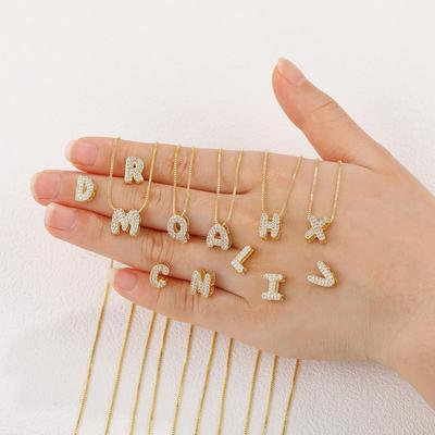 Heißverkaufte 26-Buchstaben Zirkonia Anhänger Halskette mit Diamant Süßes Design