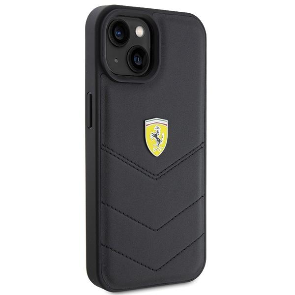 Ferrari FEHCP15SRDUK iPhone 15 / 14 / 13 6.1" Black/black Hardcase Quilted Metal Logo